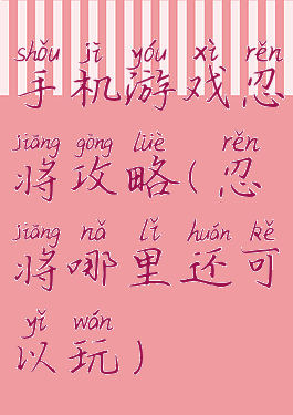 手机游戏忍将攻略(忍将哪里还可以玩)