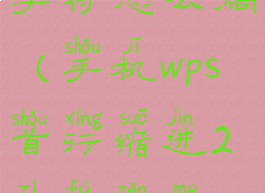 手机wps中首行缩进2字符怎么搞(手机wps首行缩进2字符怎么设置正文格式)