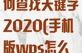 手机wps如何查找关键字2020(手机版wps怎么查找关键字)