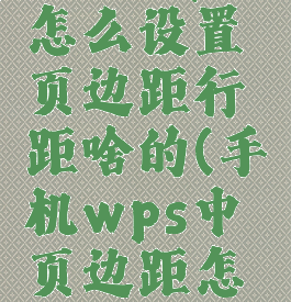 手机wps怎么设置页边距行距啥的(手机wps中页边距怎么设置)