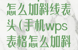 手机wps表格怎么加斜线表头(手机wps表格怎么加斜线表头符号)