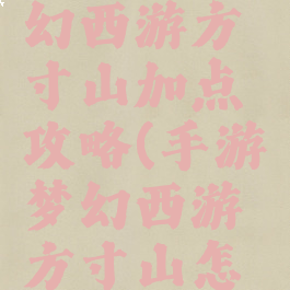手游版梦幻西游方寸山加点攻略(手游梦幻西游方寸山怎么加点)