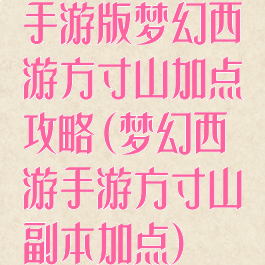 手游版梦幻西游方寸山加点攻略(梦幻西游手游方寸山副本加点)