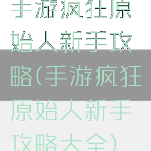 手游疯狂原始人新手攻略(手游疯狂原始人新手攻略大全)