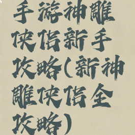 手游神雕侠侣新手攻略(新神雕侠侣全攻略)