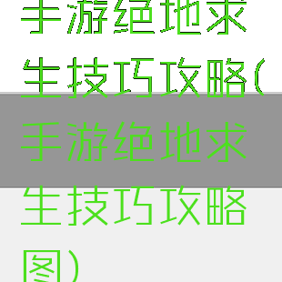 手游绝地求生技巧攻略(手游绝地求生技巧攻略图)