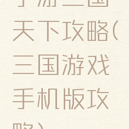 手游三国天下攻略(三国游戏手机版攻略)
