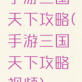 手游三国天下攻略(手游三国天下攻略视频)