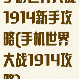 手游世界大战1914新手攻略(手机世界大战1914攻略)