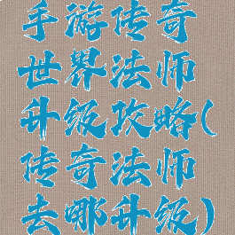 手游传奇世界法师升级攻略(传奇法师去哪升级)