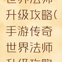 手游传奇世界法师升级攻略(手游传奇世界法师升级攻略图)
