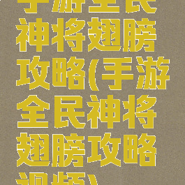 手游全民神将翅膀攻略(手游全民神将翅膀攻略视频)