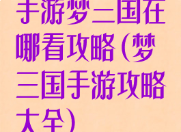手游梦三国在哪看攻略(梦三国手游攻略大全)