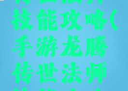 手游龙腾传世法师技能攻略(手游龙腾传世法师技能攻略视频)