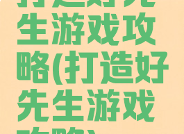 打造好先生游戏攻略(打造好先生游戏攻略)