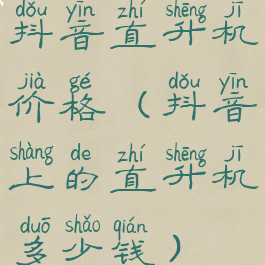 抖音直升机价格(抖音上的直升机多少钱)