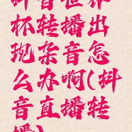 抖音世界杯转播出现杂音怎么办啊(抖音直播转播)