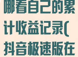 抖音极速版在哪看自己的累计收益记录(抖音极速版在哪里看余额)