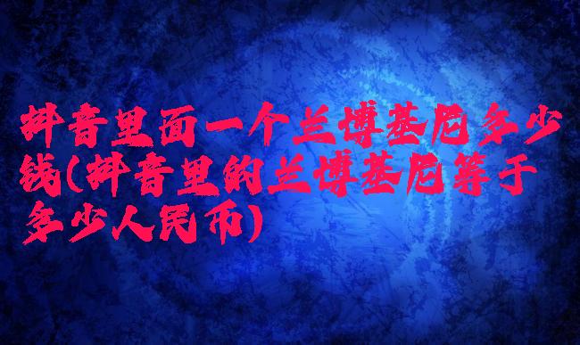 抖音里面一个兰博基尼多少钱(抖音里的兰博基尼等于多少人民币)