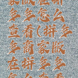 拼多多商家版在拼多多怎么查看(拼多多商家版在拼多多怎么查看发货地址)