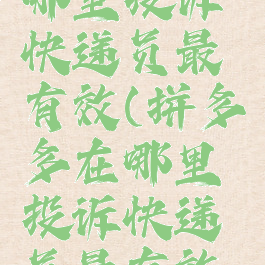 拼多多在哪里投诉快递员最有效(拼多多在哪里投诉快递员最有效呢)