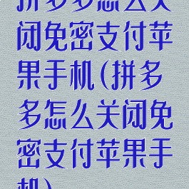 拼多多怎么关闭免密支付苹果手机(拼多多怎么关闭免密支付苹果手机)