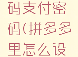 拼多多怎么设置密码支付密码(拼多多里怎么设置支付密码)