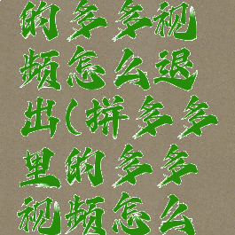 拼多多里的多多视频怎么退出(拼多多里的多多视频怎么退出账号)