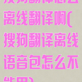搜狗翻译怎么离线翻译啊(搜狗翻译离线语音包怎么不能用)