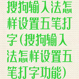 搜狗输入法怎样设置五笔打字(搜狗输入法怎样设置五笔打字功能)
