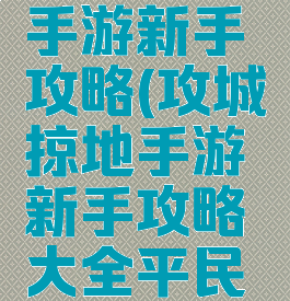 攻城掠地手游新手攻略(攻城掠地手游新手攻略大全平民玩家)