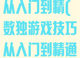 数独游戏技巧从入门到精(数独游戏技巧从入门到精通)