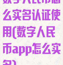 数字人民币怎么实名认证使用(数字人民币app怎么实名)