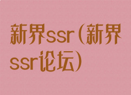 新界ssr(新界ssr论坛)