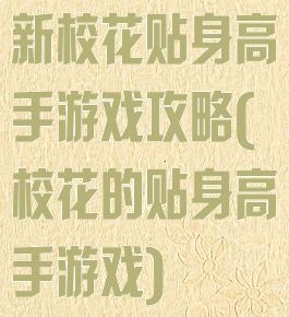 新校花贴身高手游戏攻略(校花的贴身高手游戏)
