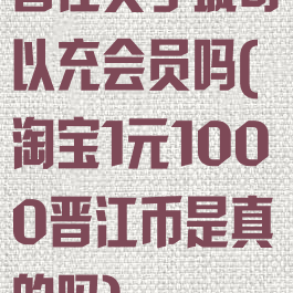 晋江文学城可以充会员吗(淘宝1元1000晋江币是真的吗)