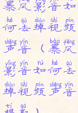 暴风影音如何去掉视频声音(暴风影音如何去掉视频声音提取)
