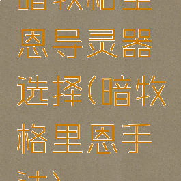 暗牧格里恩导灵器选择(暗牧格里恩手法)