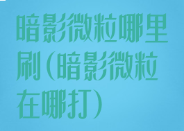 暗影微粒哪里刷(暗影微粒在哪打)