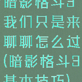 暗影格斗3我们只是来聊聊怎么过(暗影格斗3基本技巧)