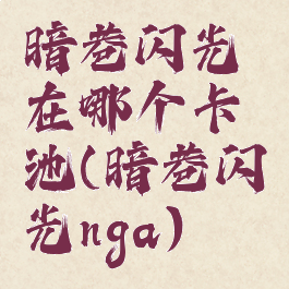 暗巷闪光在哪个卡池(暗巷闪光nga)
