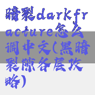 暗裂darkfracture怎么调中文(黑暗裂隙各层攻略)