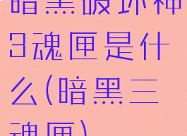 暗黑破坏神3魂匣是什么(暗黑三魂匣)
