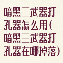 暗黑三武器打孔器怎么用(暗黑三武器打孔器在哪掉落)