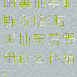 暗黑地牢旷野攻略(暗黑地牢荒野带什么补给)