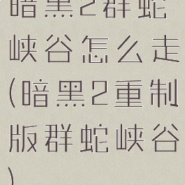 暗黑2群蛇峡谷怎么走(暗黑2重制版群蛇峡谷)