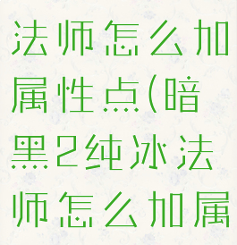 暗黑2纯冰法师怎么加属性点(暗黑2纯冰法师怎么加属性点)