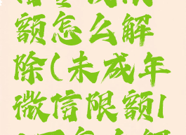 未成年微信零钱限额怎么解除(未成年微信限额10万怎么解除)