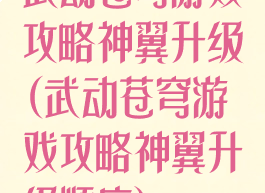 武动苍穹游戏攻略神翼升级(武动苍穹游戏攻略神翼升级顺序)