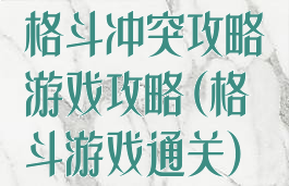 格斗冲突攻略游戏攻略(格斗游戏通关)